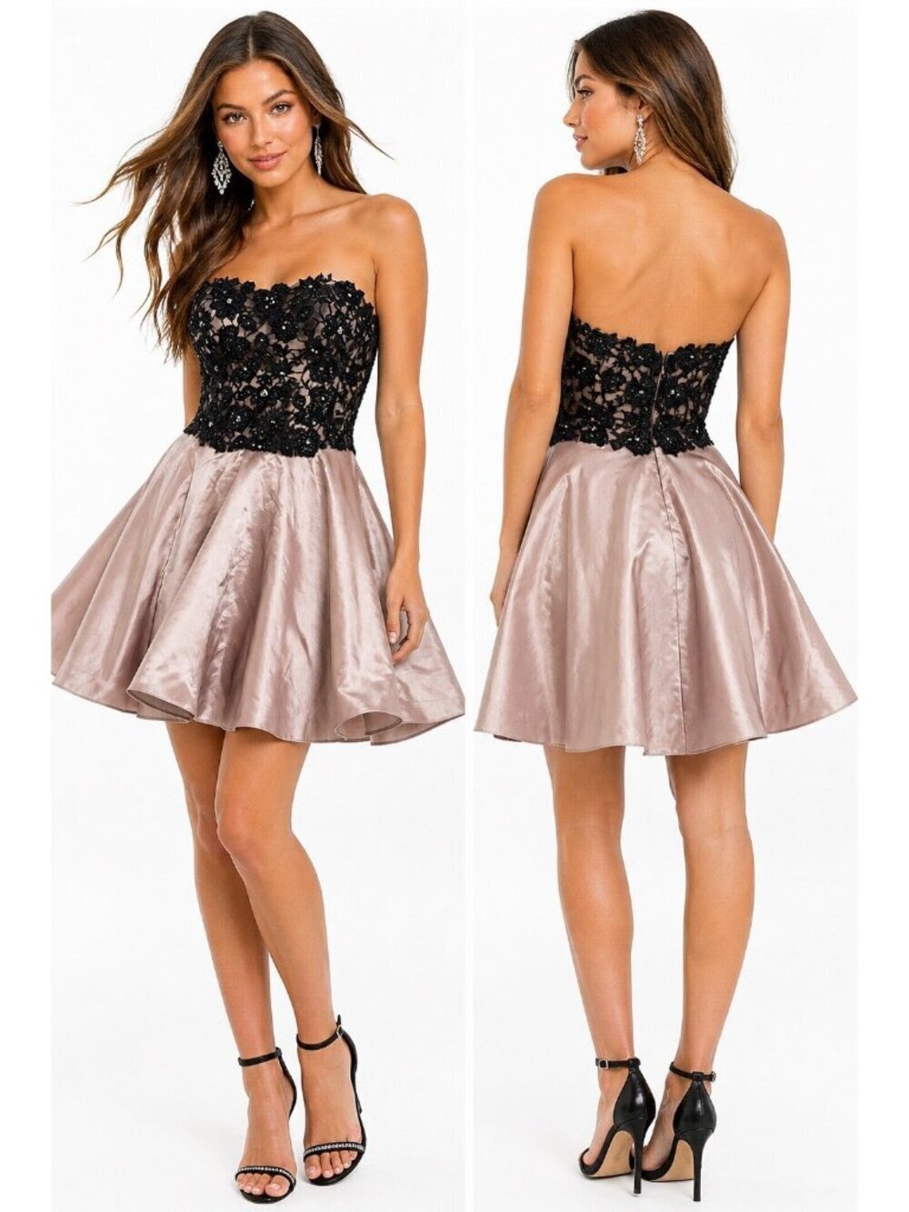 JOVANI strapless mini dress champagne 12 formal party special occasion event